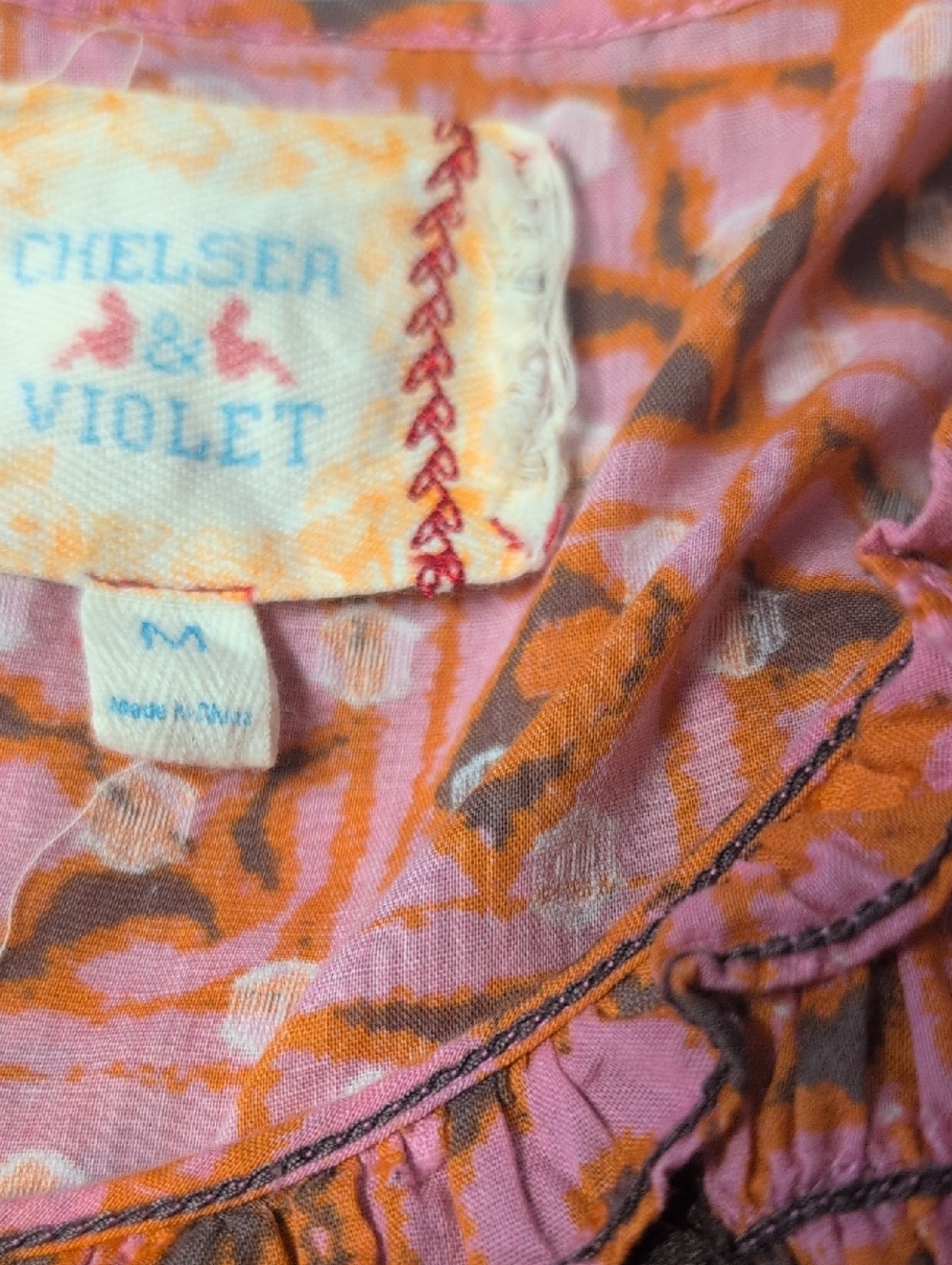Chelsea And Violet Pink And Orange Cotton Dress. - Picture 4 of 9